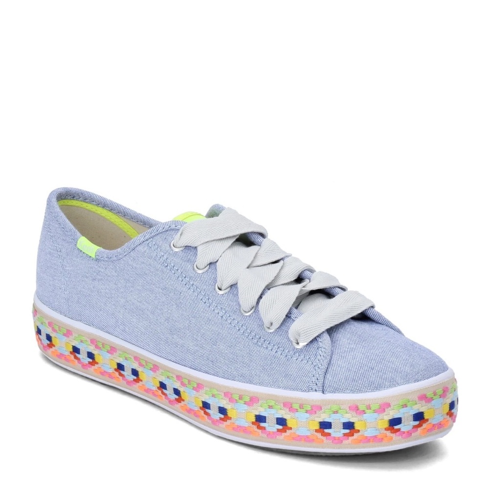 Keds Triple Kick Summer Foxing Embroidered Platform Sneaker Size 8 - Picture 4 of 9